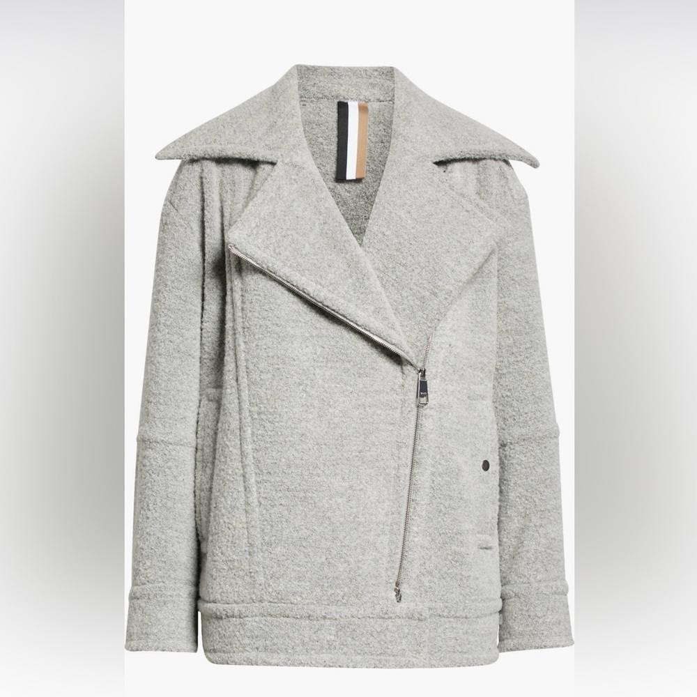 New BOSS Jaefa Bouclé Moto Coat Sz 12 US